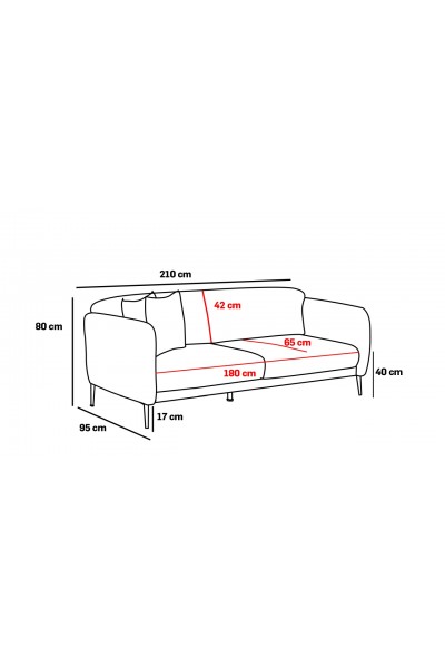 KRN058784 أريكة سرير ثلاث قطع من فينوس أنثراسايت