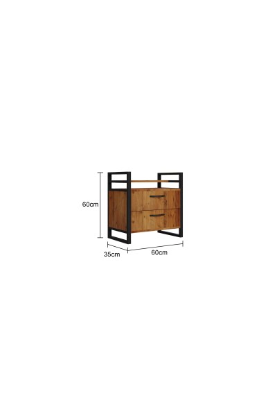 KRN056564 طاولة جانبية ALFA ذات 2 أدراج من خشب الصنوبر الأطلسي