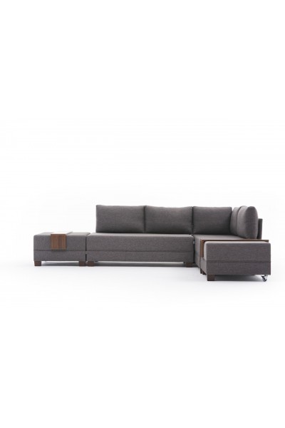 KRN058573 أريكة سرير زاوية قابلة للطي، بني على اليمين