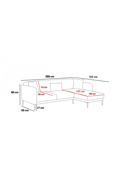 KRN058781 أريكة سرير زاوية فينوس باللون الرمادي على اليمين