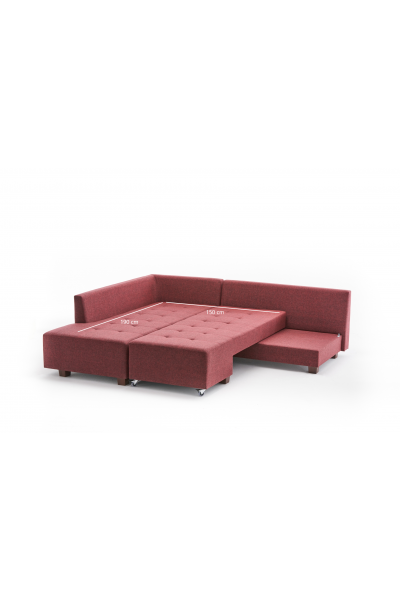 KRN058601 أريكة سرير زاوية على طراز المنامة أحمر يسار