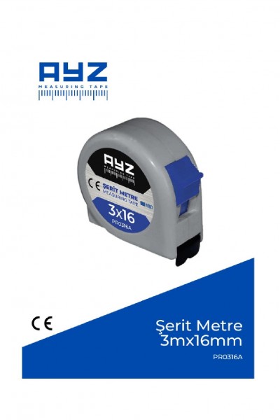 AYZ ŞERİT METRE ŞEFFAF 3mt x 16mm