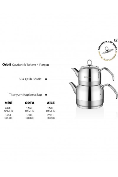 Lorenzo Orbit aile çaydanlık takımı-metal