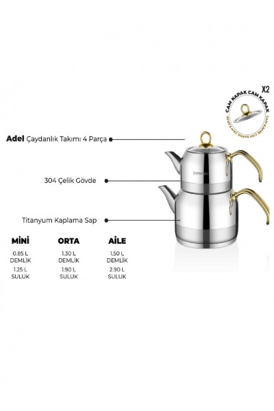 Lorenzo Adel aile çaydanlık takımı-gold