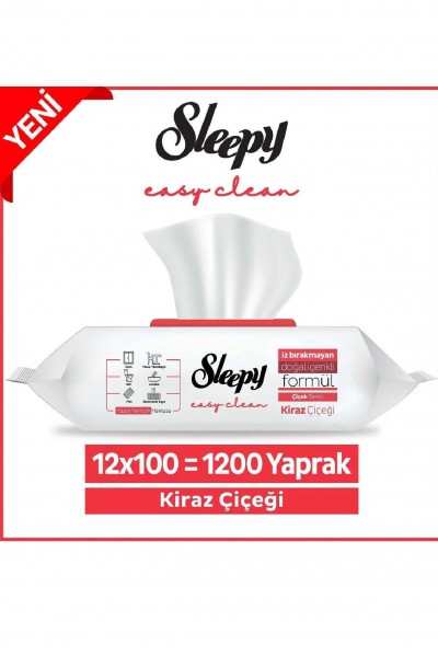 Sleepy Easy Clean yüzey temizlik havlusu 100lü - Kiraz Çiçeği