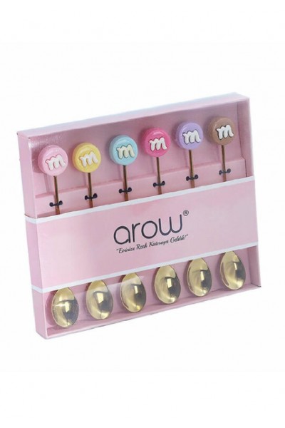 AROW 6 LI EMOJİ SAPLI GÜMÜŞ TATLI KAŞIĞI M-557