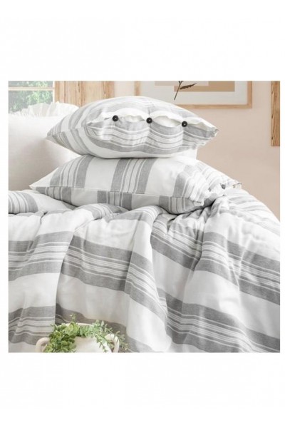 Schafer Home Costa İpliği Boyalı Çift Kişilik Nevresim Takımı 4 Parça-Gri Schafer Home Costa İpliği Boyalı Çift Kişilik Nevresim Takımı 4 Parça-Gri