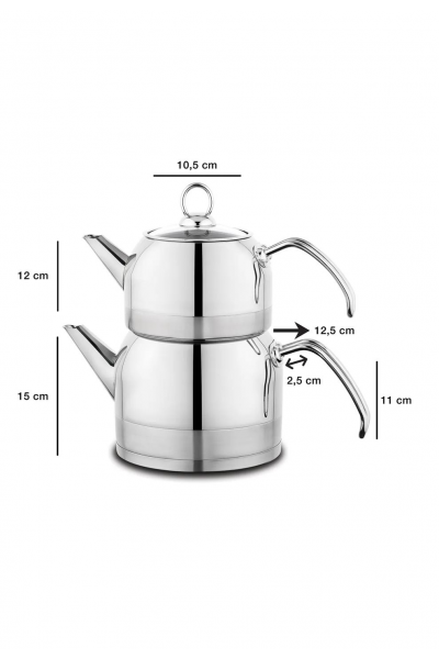 Schafer Ada Metal Çaydanlık Takımı (Büyük) 4 Parça-Inox