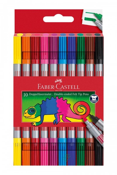 Faber Castell Çift Taraflı Keçeli Kalem 10 Renk Faber Castell Çift Taraflı Keçeli Kalem 10 Renk