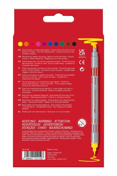 Faber Castell Çift Taraflı Keçeli Kalem 10 Renk Faber Castell Çift Taraflı Keçeli Kalem 10 Renk