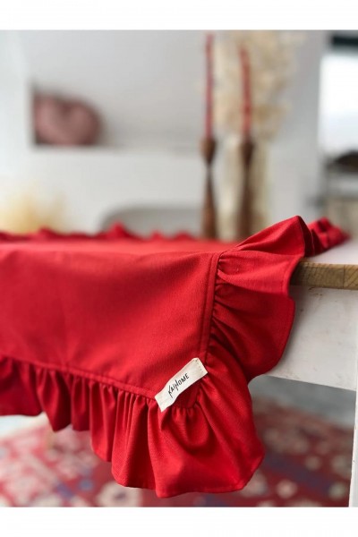 Lovely Kırmızı Fırfırlı  Runner 40x120 cm
