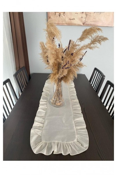 Natural Krem Fırfırlı Runner 40*120 cm Natural Krem Fırfırlı Runner 40*120 cm