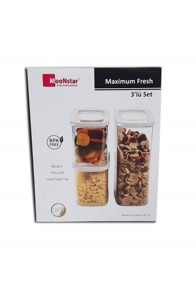 MOONSTAR MAXİMUM PLUS 3'LÜ SET SAKLAMA KABI (1,1 LT+1,1 LT+2,25 LT) MAXP-SET 2