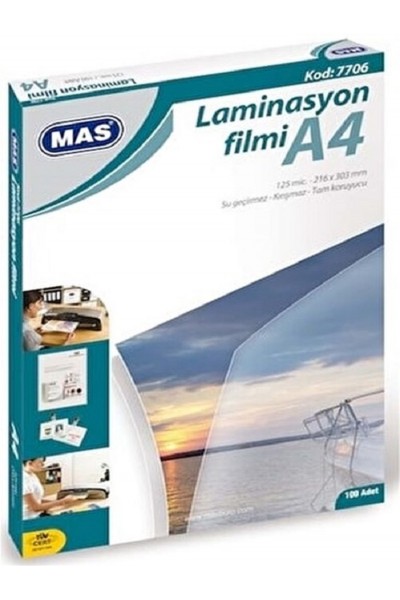 MAS A4 LAMİNASYON FİLMİ 125 MİCRON 7706