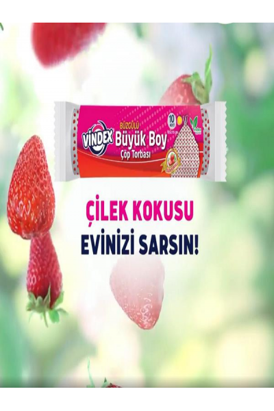 VİNDEX ÇİLEK KOKULU ÇÖP TORBASI BÜZGÜLÜ ORTA BOY