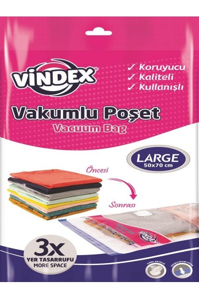 VİNDEX VAKUMLU POŞET LARGE 2'Lİ 50*70 CM