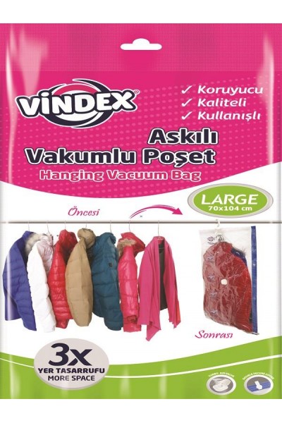 VİNDEX ASKILI VAKUMLU POŞET 70*104 CM