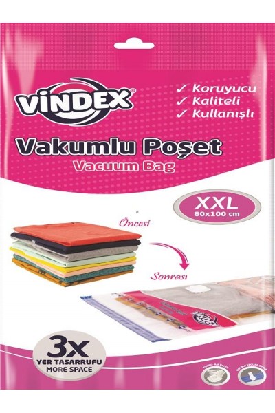 VİNDEX VAKUMLU POŞET XXL BOY TEKLİ 80*110 CM