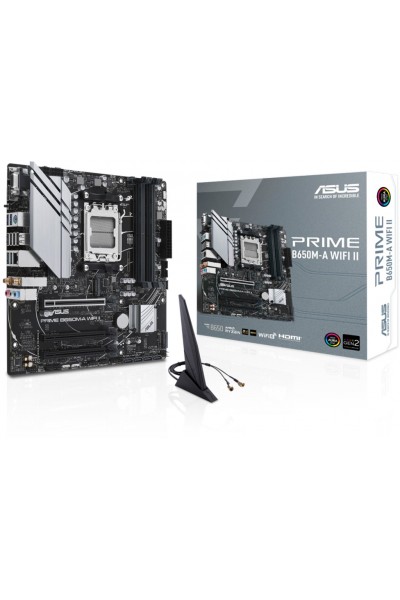 KRN056692 Asus Prime B650M-A WIFI II AMD B650 المقبس AM5 DDR5 6400(OC)MHz mATX اللوحة الأم للألعاب