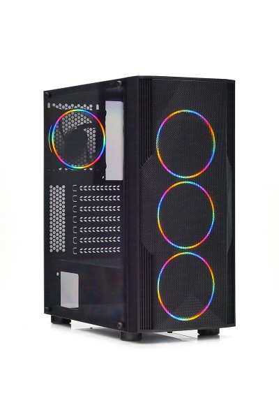 KRN056781 Dark DKCHDIAMONDPROMS600 Diamond PRO MESH 600W 4x12cm Fan، 1x USB3.0، 2x USB2.0 Gaming Case