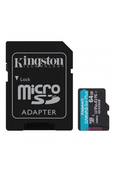KRN056823 Kingston SDCG3-64GB 64GB microSDXC Canvas Go Plus 170R A2 U3 V30 بطاقة + بطاقة ذاكرة ADP