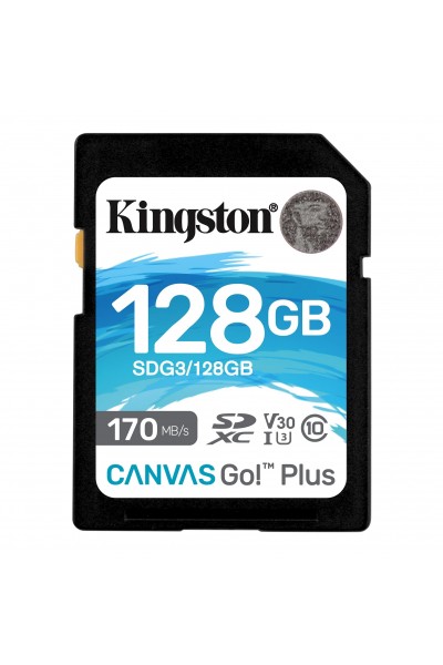 KRN056829 بطاقة ذاكرة Kingston SDG3-128GB 128GB SDXC Canvas Go Plus 170R C10 UHS-I U3 V30