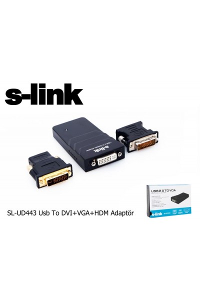 KRN057055 محول S-link SL-UD443 USB إلى DVI+VGA