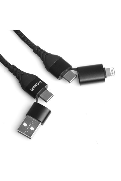 KRN057066 QGeem QG-CC0029 USB 4 في 1 إضاءة، USB-A، كابل متعدد الوظائف يدعم الشحن السريع من النوع C