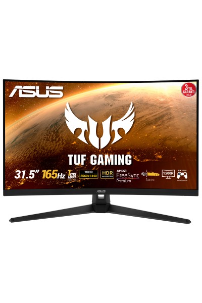 KRN057168 شاشة الألعاب ASUS TUF مقاس 31.5 بوصة VG32VQ1BR بمعدل 165 هرتز وسرعة 1 مللي ثانية للألعاب FreeSync