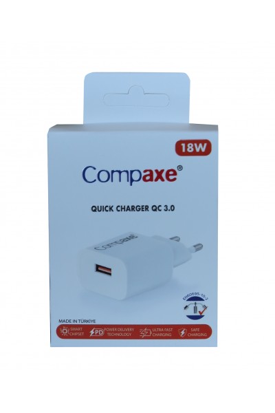 KRN057712 رأس شحن منزلي Compaxe CTA-150QC QC 3.0 18 وات USB