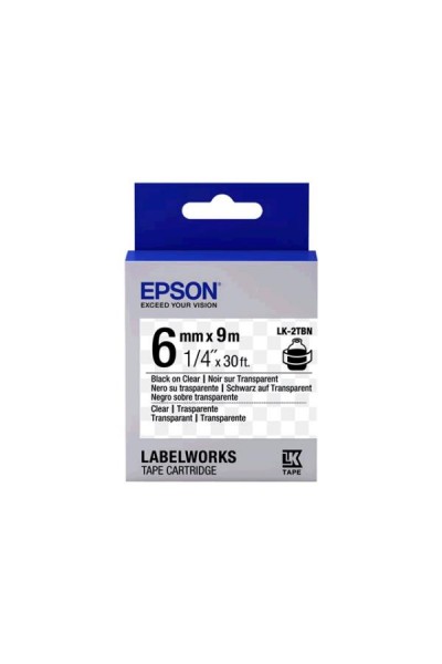 KRN057863 ملصق Epson LK-3TBN أبيض شفاف على أسود 9 مم 9 متر