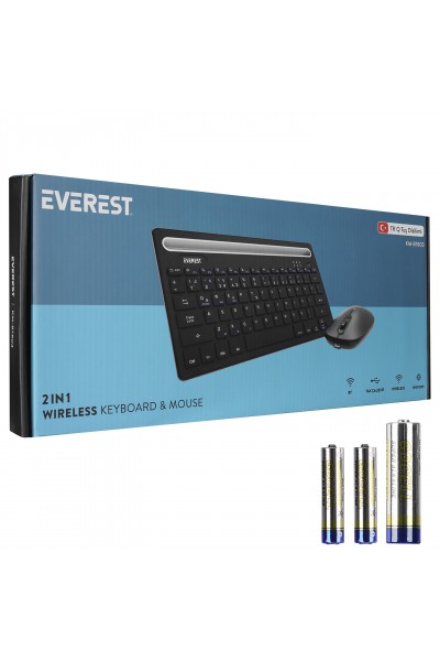 KRN057918 Everest KM-BT803 أسود 3 في 1 BT 5.0+3.0+2.4 جيجا هرتز 1600 نقطة في البوصة Q لوحة مفاتيح لاسلكية متعددة الوسائط + مجموعة ماوس