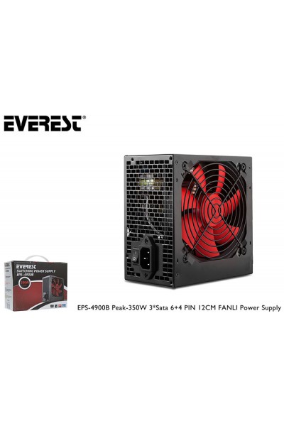 KRN017852 Everest EPS-4900B Peak 350w 3-Sata 6+4PIN 12 سم مزود طاقة مع مصدر طاقة مروحة