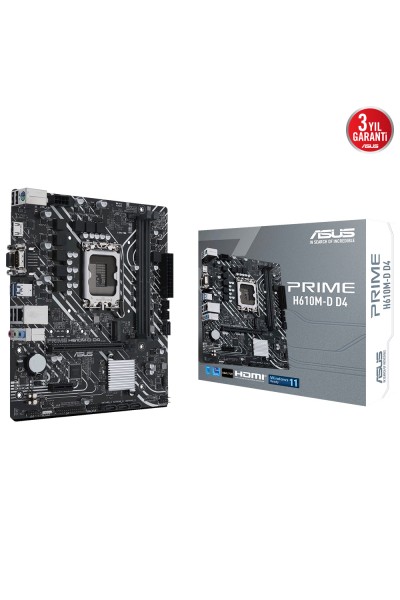KRN018024 Asus Prime H610M-D D4 الجيل الثاني عشر Intel H610 مقبس 1700 DDR4 3200MHz mATX اللوحة الأم