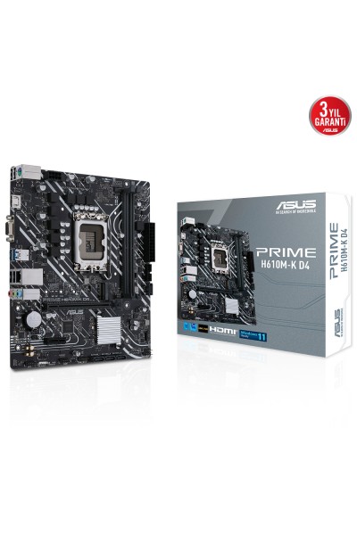 KRN018025 Asus Prime H610M-K D4 الجيل الثاني عشر Intel H610 مقبس 1700 DDR4 3200MHz mATX اللوحة الأم