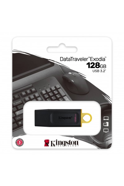 ذاكرة فلاش KRN018068 Kingston DTX-128GB 128Gb USB3.2 Gen1 DataTraveler Exodia (أسود + أصفر)