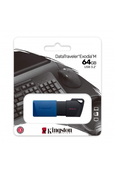 ذاكرة فلاش KRN018071 Kingston DTXM-64GB 64GB USB3.2 Gen 1 DataTraveler Exodia M (أسود + أزرق)