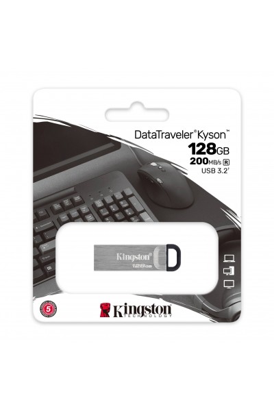 KRN018076 كينغستون DTKN-128GB 128GB DataTraveler Kyson 200MB-s ذاكرة فلاش معدنية USB 3.2 الجيل الأول