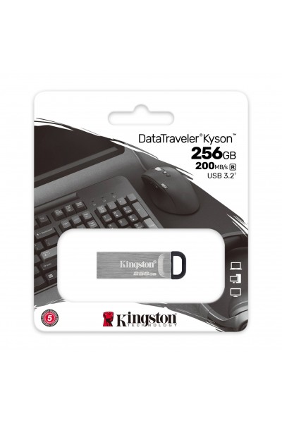 KRN018077 كينغستون DTKN-256GB 256GB DataTraveler Kyson 200MB-s ذاكرة فلاش USB 3.2 Gen 1 معدنية