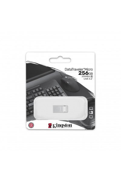 KRN018080 ذاكرة فلاش Kingston DTMC3G2-256GB DataTraveler Micro 200MB-s معدنية USB 3.2 Gen 1