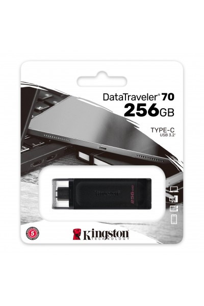 KRN018159 ذاكرة فلاش كينغستون DT70 سعة 256 جيجابايت USB-C 3.2 الجيل الأول من النوع C