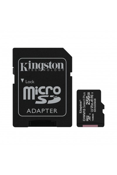 KRN018262 بطاقة Kingston SDCS2-256GB 256GB micSDXC Canvas Select Plus 100R A1 C10 + بطاقة ذاكرة ADP