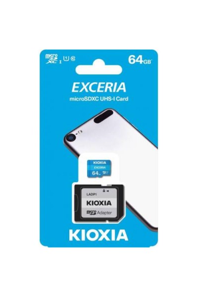 KRN018270 بطاقة ذاكرة Kioxia سعة 64 جيجابايت Exceria microSDXC UHS-1 C10 بسرعة 100 ميجابايت في الثانية