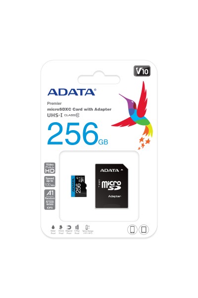 KRN018284 بطاقة Adata 256GB Premier microSDXC مع محول بطاقة ذاكرة UHS-I Class10 V10