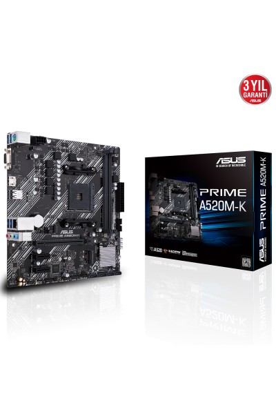 KRN018325 Asus Prime A520M-K AMD AM4 64GB DDR4 4600Mhz M2 Vga-Hdmi mATX اللوحة الأم