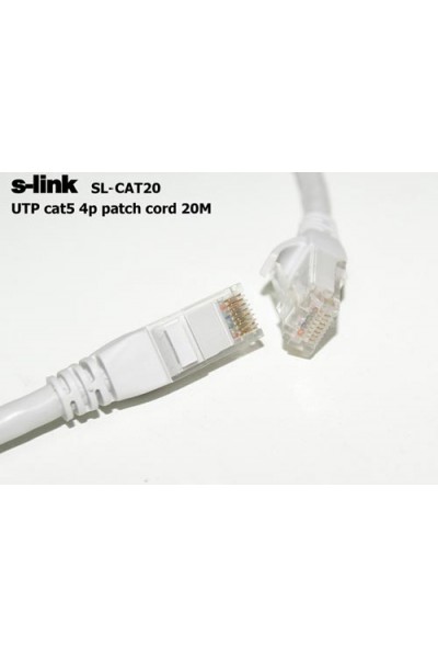 KRN019505 كابل توصيل S-link SL-CAT20 Cat5 بطول 20 متر رمادي Utp