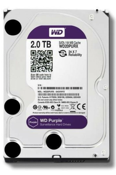 KRN019606 Wd 2 تيرابايت أرجواني 3.5 بوصة 5400 دورة في الدقيقة Sata 3 Wd23purz Security HDD 7-24 قرص صلب