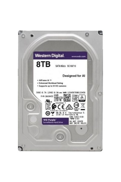 KRN019743 Wd 8Tb Purple WD84PURZ 5640RPM 128MB 24x7 قرص صلب للأمان