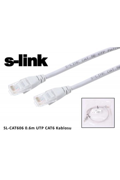 KRN019774 كابل توصيل S-link SL-CAT606 cat6 بطول 0.60 متر رمادي UTP