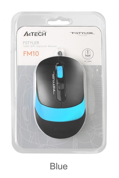 KRN020211 ماوس A4 Tech Fm10 USB Fstyler أزرق بصري 1600 نقطة في البوصة